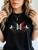 Women's Summer Crew Neck Short Sleeve T-Shirt, Casual Streetwear Top With Mexican Style Butterfly Graphic Print, Soft Breathable Fabric, Great Gift Fo