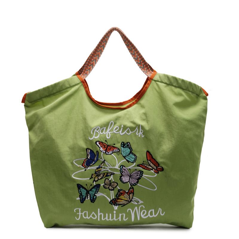 Retro Embroidered Nylon Large-Capacity Shoulder Bag - Trendy Women's Handbag for Shopping