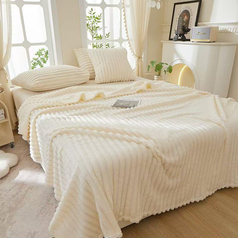 2026 Künstliches Kaninchen Plüsch Warme Decke für Bett, Weiche Korallenfleece Sofa Überwurfdecke Bequemes Verdicktes Bettlaken