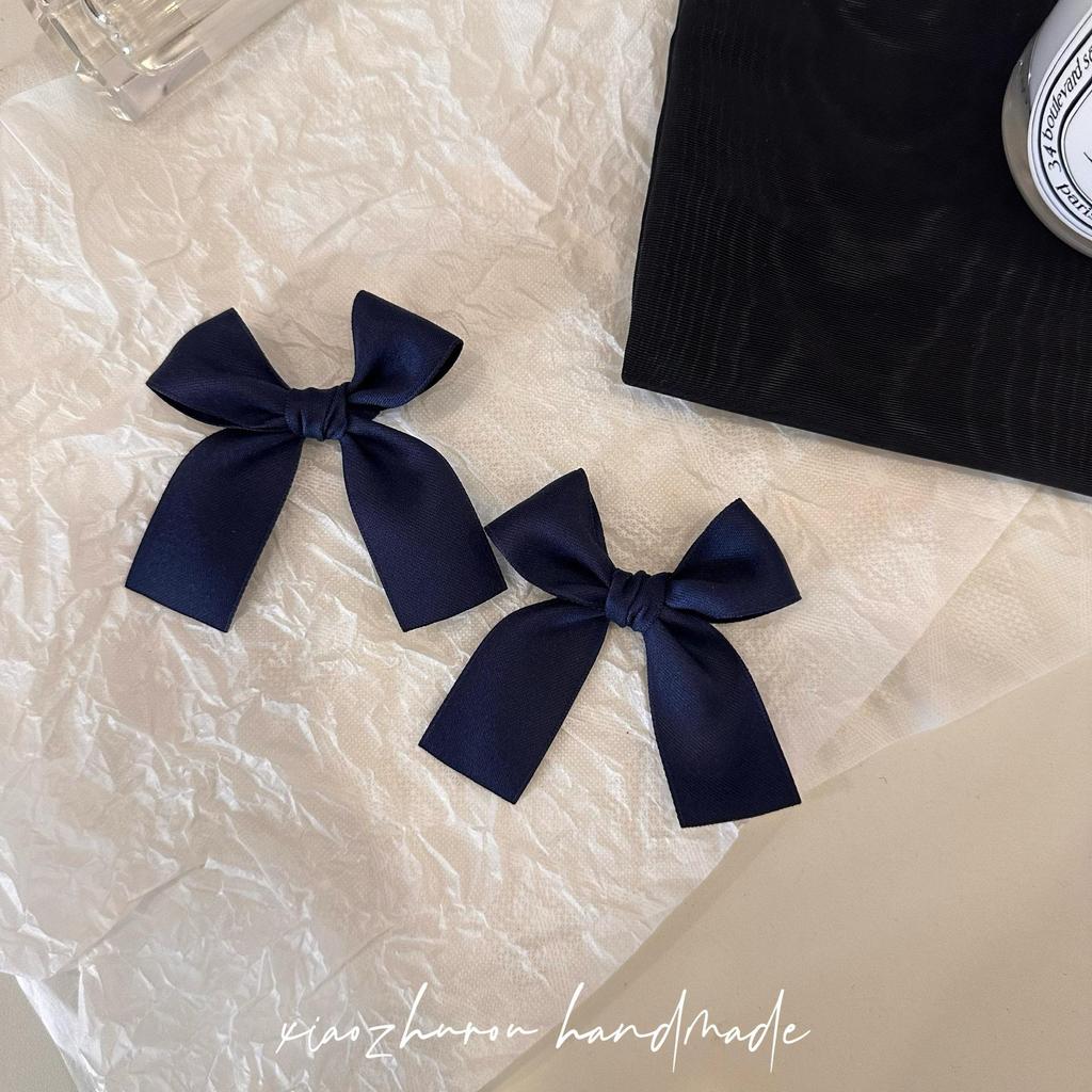 In Stock: Navy Blue Bow Hair Clips - Preppy Style Duckbill Pair