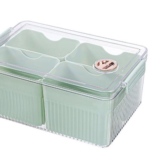 Box Bins Clear with 4 Detachable Refrigerator Storage Lid Large Capacity Rectangle Fridge Vegetables