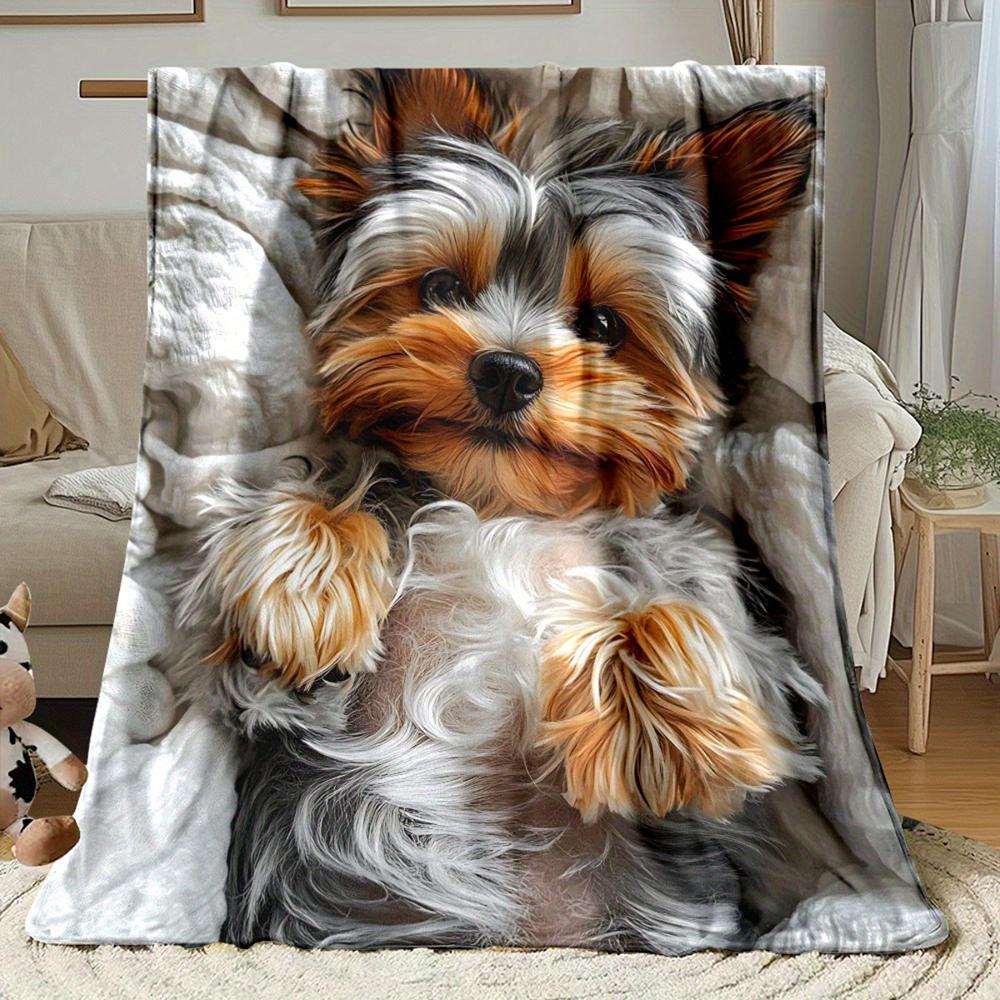 Yorkie Dog Print Blanket , Warm and Comfortable Throw Blanket Sofa Bed Sofa Camping Trip, the Best Gift.