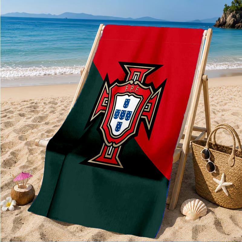 Strandtuch mit Wappen der Portugiesischen Fußballföderation, Schnell trocknend, Pflegeleicht, Geeignet für Fitness und Strandurlaub, Sport-Essential