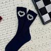 JK Rhinestone Heart Socks Cotton Mid-calf Socks Women Breathable Y2K Tube Socks  Lolita