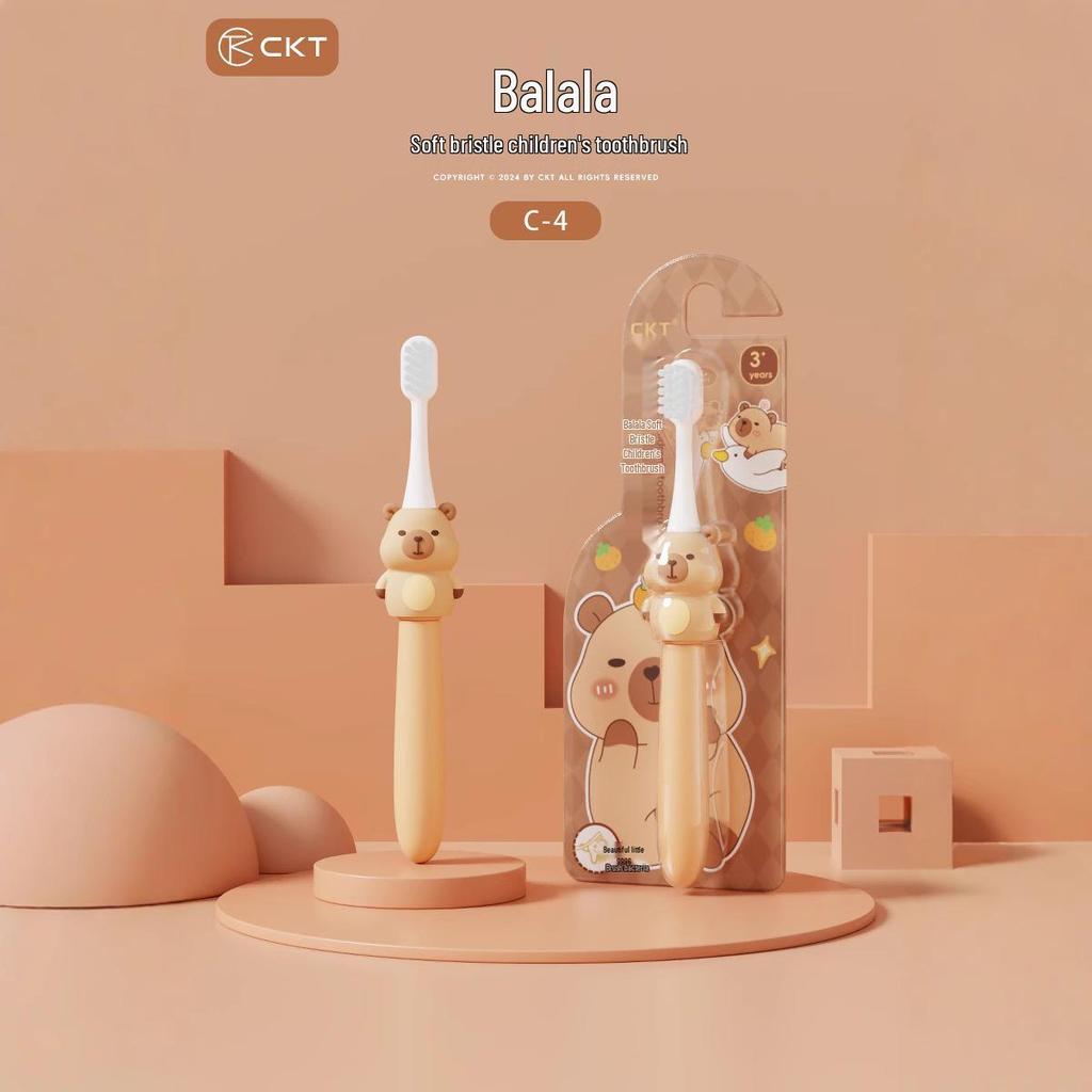 Capybara Kids' Soft Bristle Toothbrush – Cartoon Design for Ages 3-9, Small Head for Gentle Oral Cleaning