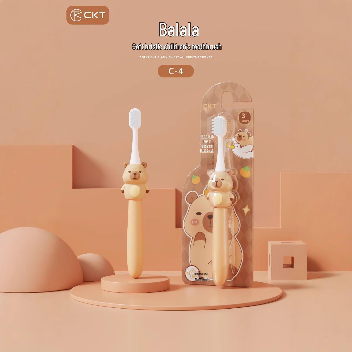 

Детская зубная щетка с мягкой щетиной «Капибара» – Мультяшный дизайн для детей 3-9 лет, маленькая головка для бережной чистки полости рта