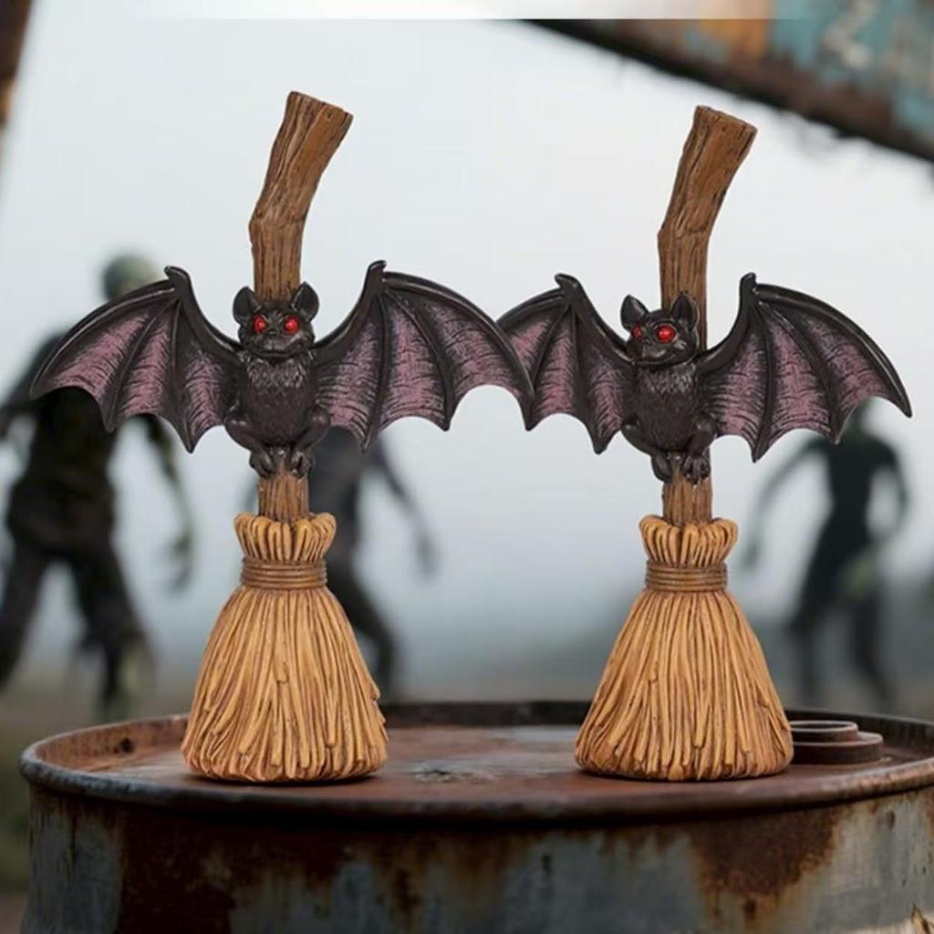 Handcrafted Bat Broom Sculpture Lamp Ornament for The Home