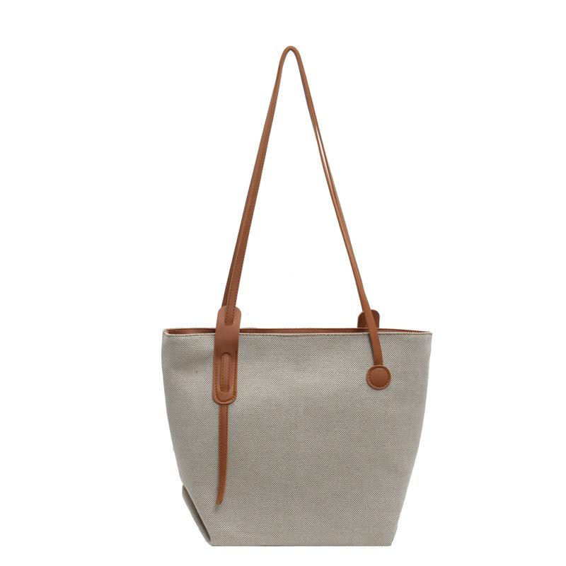 

2024 нова корейська версія простої та універсальної полотняної сумки-тоут великої місткості, жіноча сумка через плече для відпочинку для студентів мистецтва коричневий