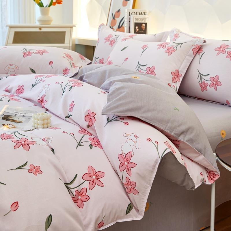 Printed Pure Cotton Student Dormitory Three-piece Four-piece Single Quilt Cover Sheet Pillowcase Duvet Cover