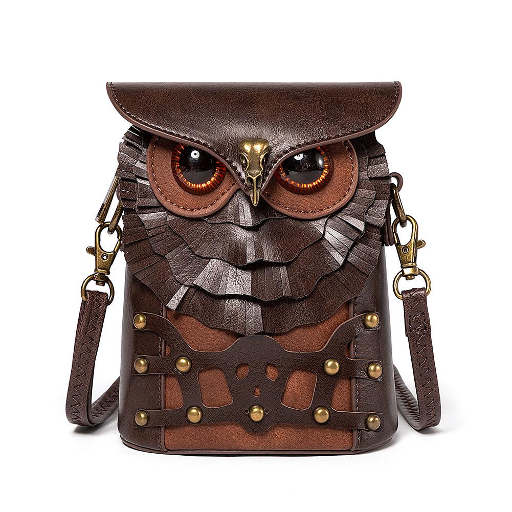 

Medieval Colorblock Studded PU Leather Owl Mini Crossbody Shoulder Bag for Women