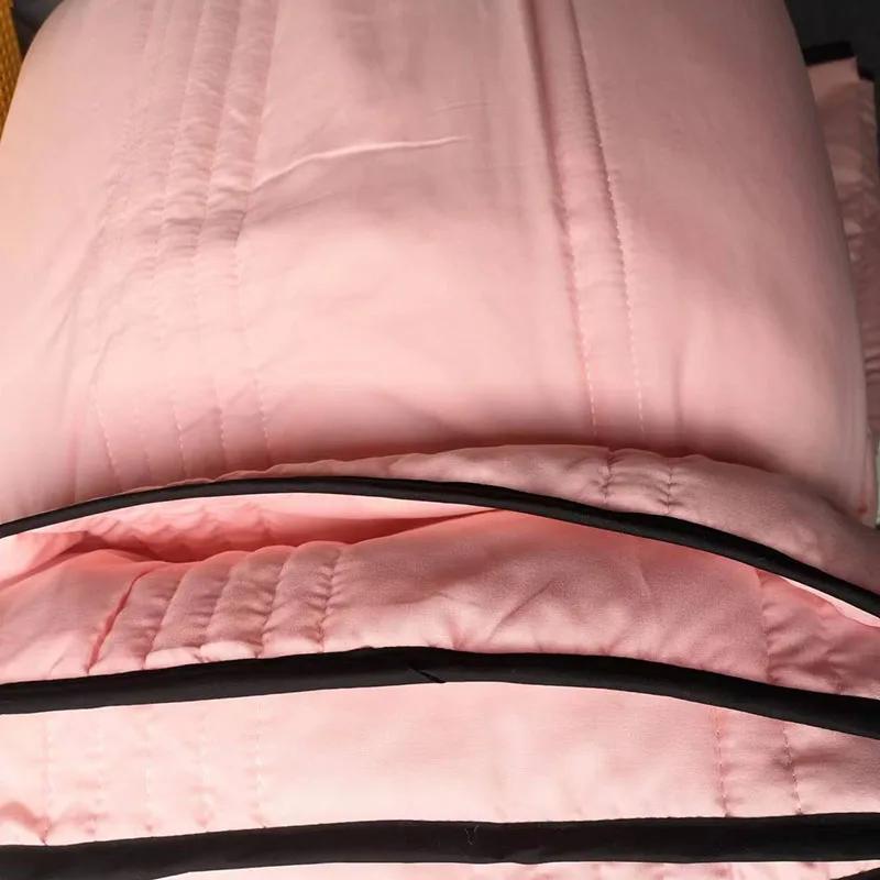 Solid Color Quilted Summer Striped Quilt Nordic Comfort Air Condition Blanket Skin-Friendly Home Soft Bedspread For Adults