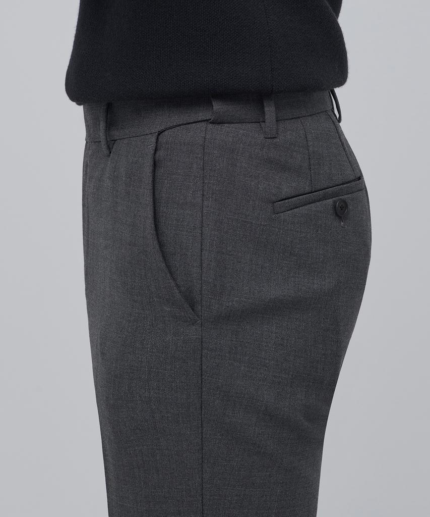 MUSINSA STANDARD Wool Semi-Wide Hidden Banding Slacks [Medium Gray]