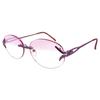 Stylish Reading Glasses for Featuring a Lens with Aspheric UV Rimless Lavender and a Women, Rosy, Eyeshadow-like Half-color Coating, Design, Color,