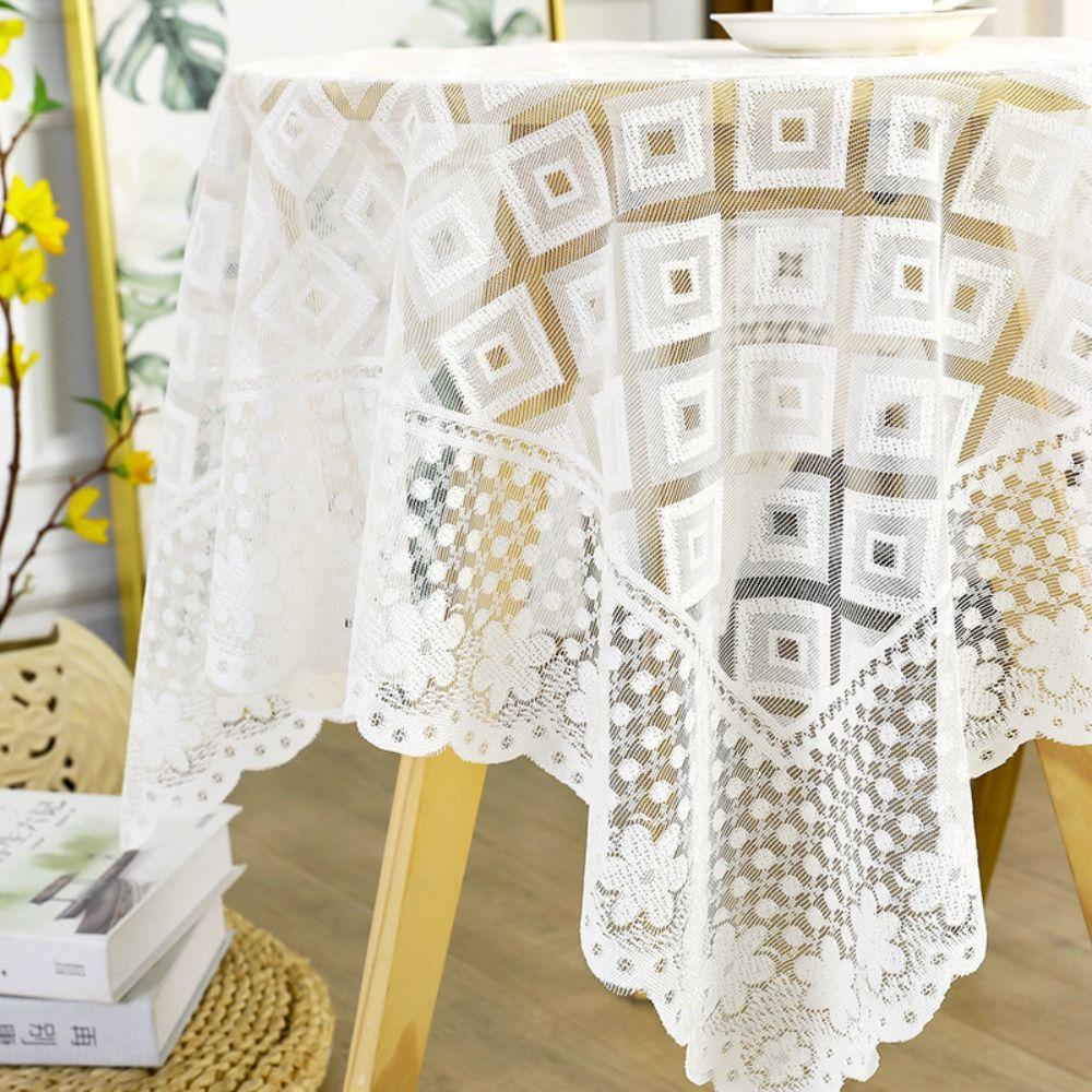 Non-slip Lace Tablecloth Sheer Table Mat Fashion Coffee Table Cover  Photography Backdrop Decor