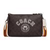 Crossbody Bag Everett 27 Contrast Double Zipper Multifunctional Pocket Signature Coated Canvas and Fine Calf Leather Large Women's Mahogany