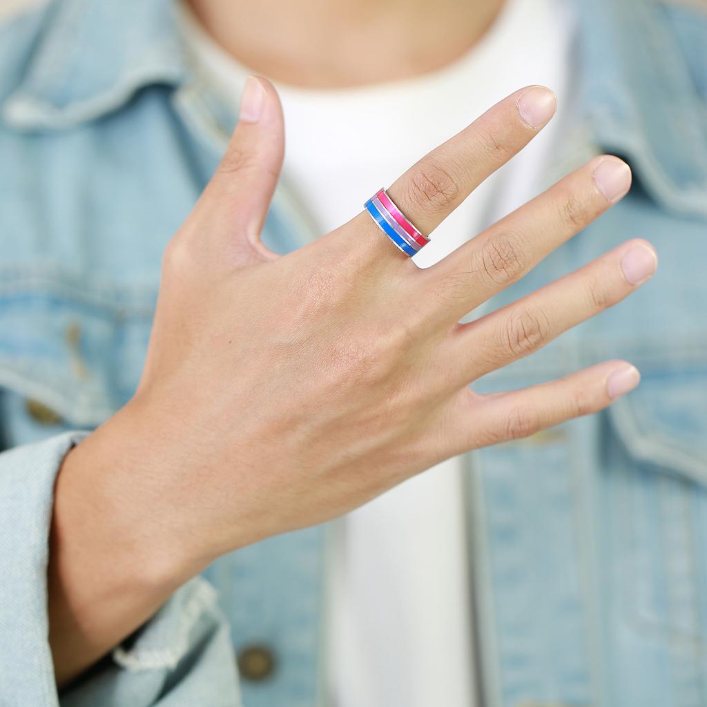 Mehrfarbiger Regenbogenring für Damen Herren Lesbisch Gay Hochzeit Verlobung Valentinstag Geschenk Edelstahl Schmuck