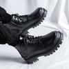 Martin Boots Herren Frühling und Herbst High-Top Britischer Stil Workwear Lokomotiv Lederstiefel Schwarz Dicksohlige Erhöhende Stiefel 8856-R