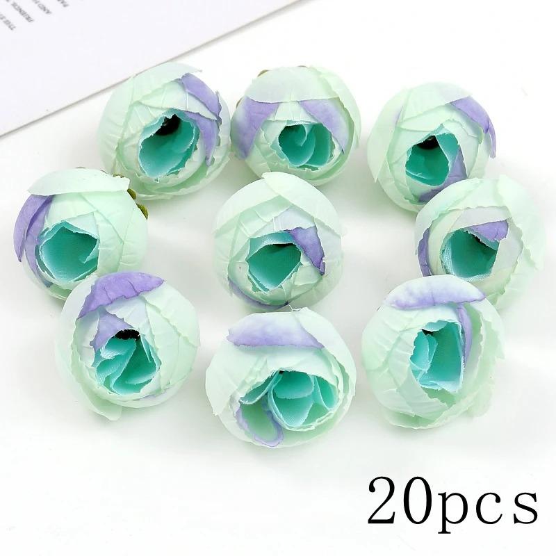 Green Rose Artificial Flowers Heads Silk Fake Flower for Home Room Decor Marriage Wedding Decora DIY Craft Wreath Gift Accessory