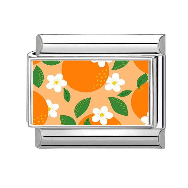 Creative Fruits Series Grape Cherry Lemon Coconut Orange Italian Charm Link Fit 9MM Stainless Steel Jewelry DIY Making Bracelet