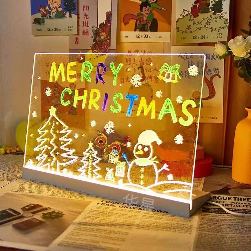 Light Led Up Acrylic Message Board Erasable Usb Children'S Drawing Board Diy Tools For Birthday Gifts Bar Advertising Boards
