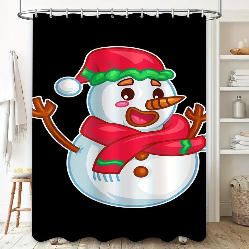 Tuniu Cute Snowman Holiday Shower Curtain Festive Winter Bathroom Decor Fun Christmas Gift Novelty Fabric Backdrop