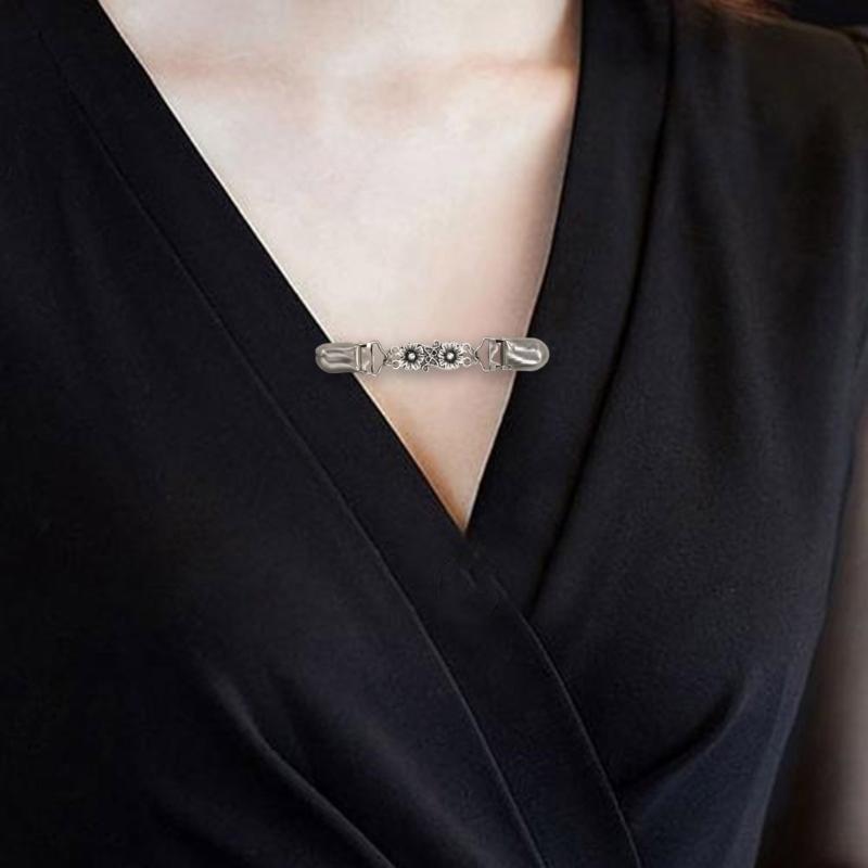 2 Pairs Elegant Rhinestones Sweater Clip for Women Alloy Materials Fashion Brooches for Office and Social Event