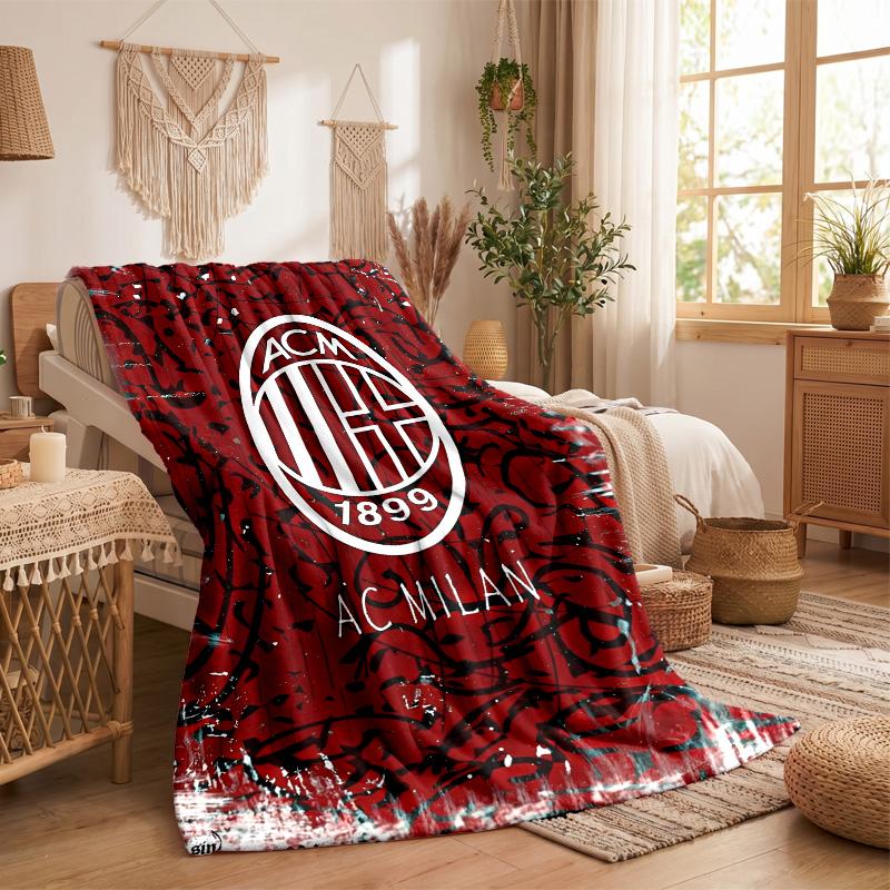 Coperta in Flanella con Stampa AC Milan Morbida Calda Coperta da Divano Letto per Casa Ufficio Camera da Letto