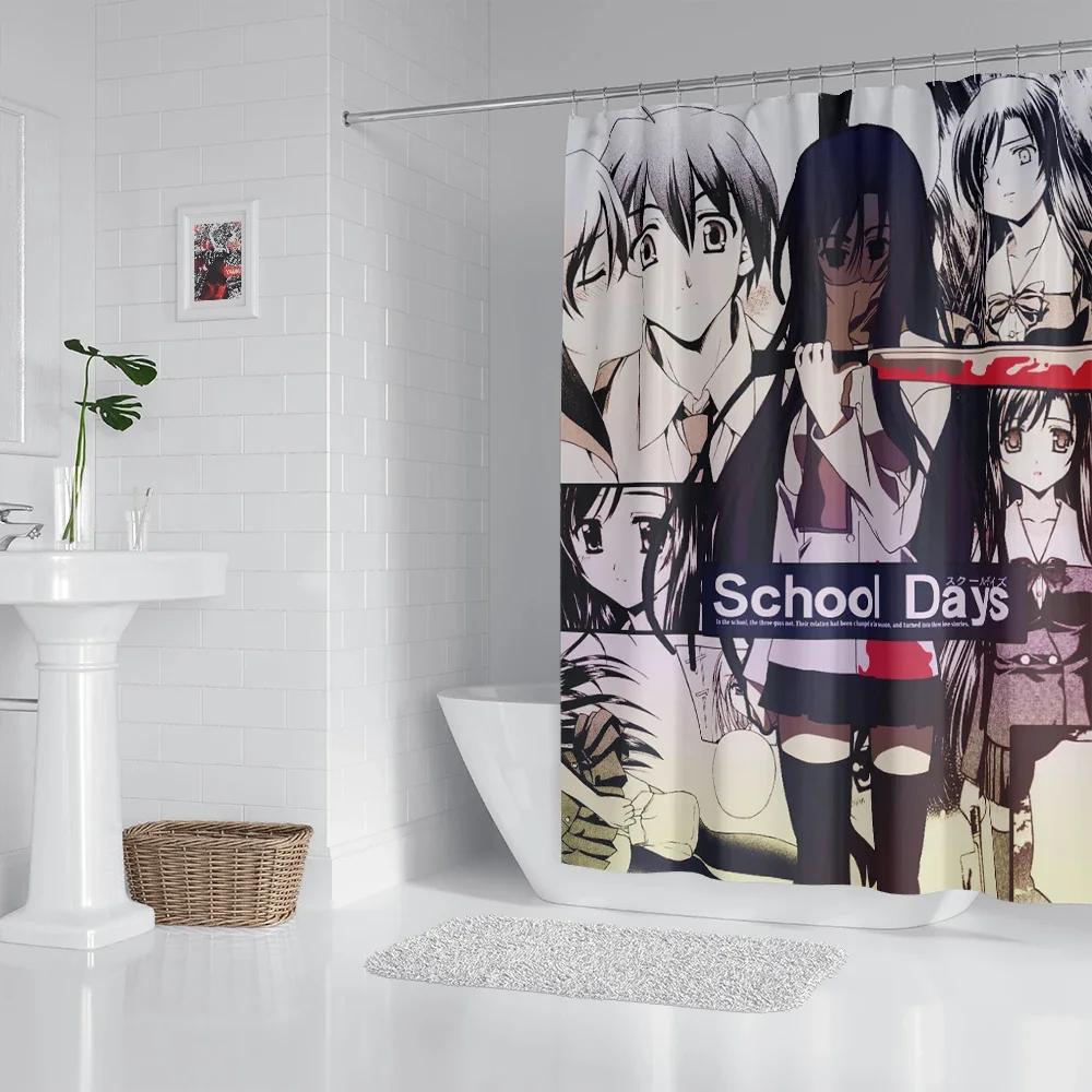 Anime Bathroom Shower Curtain With Hooks, Decorative Bathroom Curtains And Accessories Anime Curtain Decor