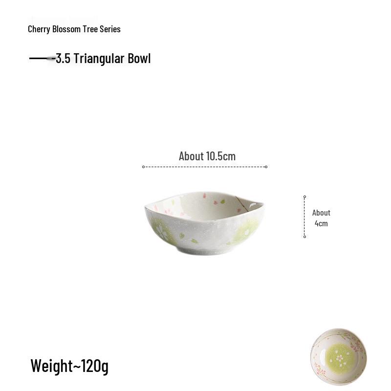 Cherry Blossom Ceramic Bowl & Plate Set: Includes Rice Bowl, Soup Bowl, Large Plate, Dish Plate, and Large Noodle Bowl - Japanese Imported.