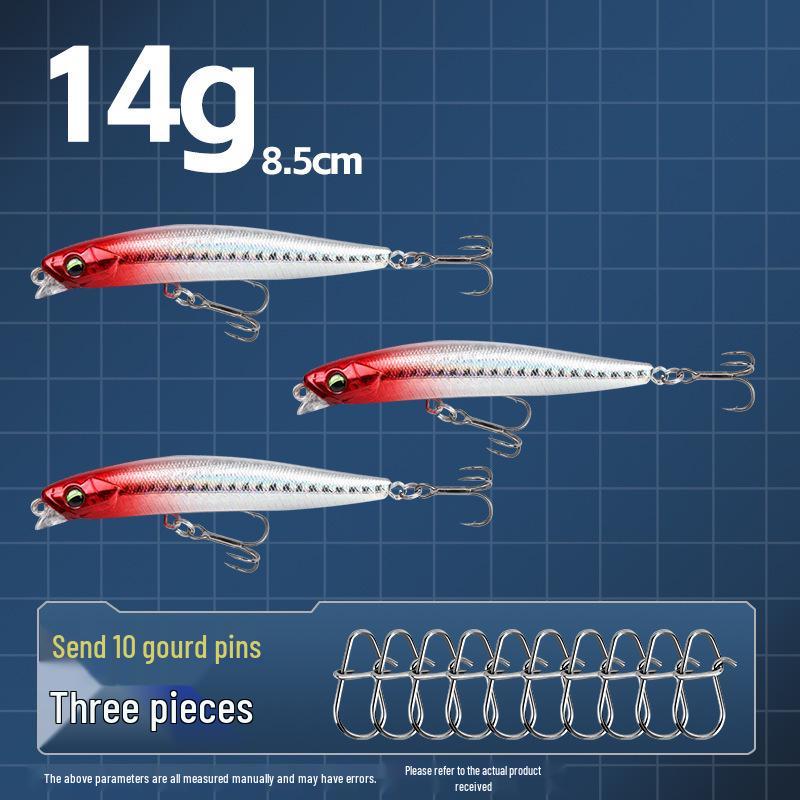 Small Silver Fish Pencil Twitching Long Cast Slow-Sinking Freshwater & Sea Fishing Lure for Mackerel & Asp