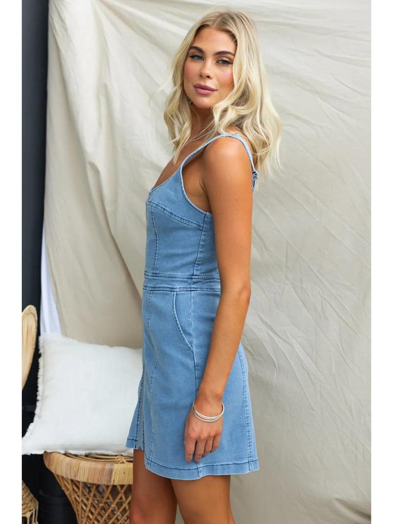 Spring/Summer 2024 Slimming Sleeveless Denim Dress for Women