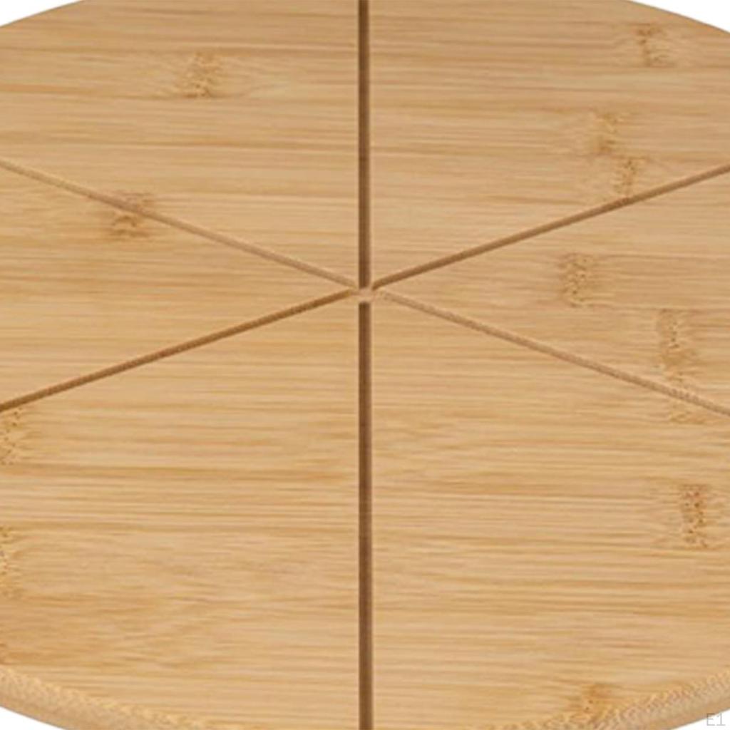 Pizza Cutting Board Bamboo Tray Food Prep Cheese Serving Platter with Grooves for