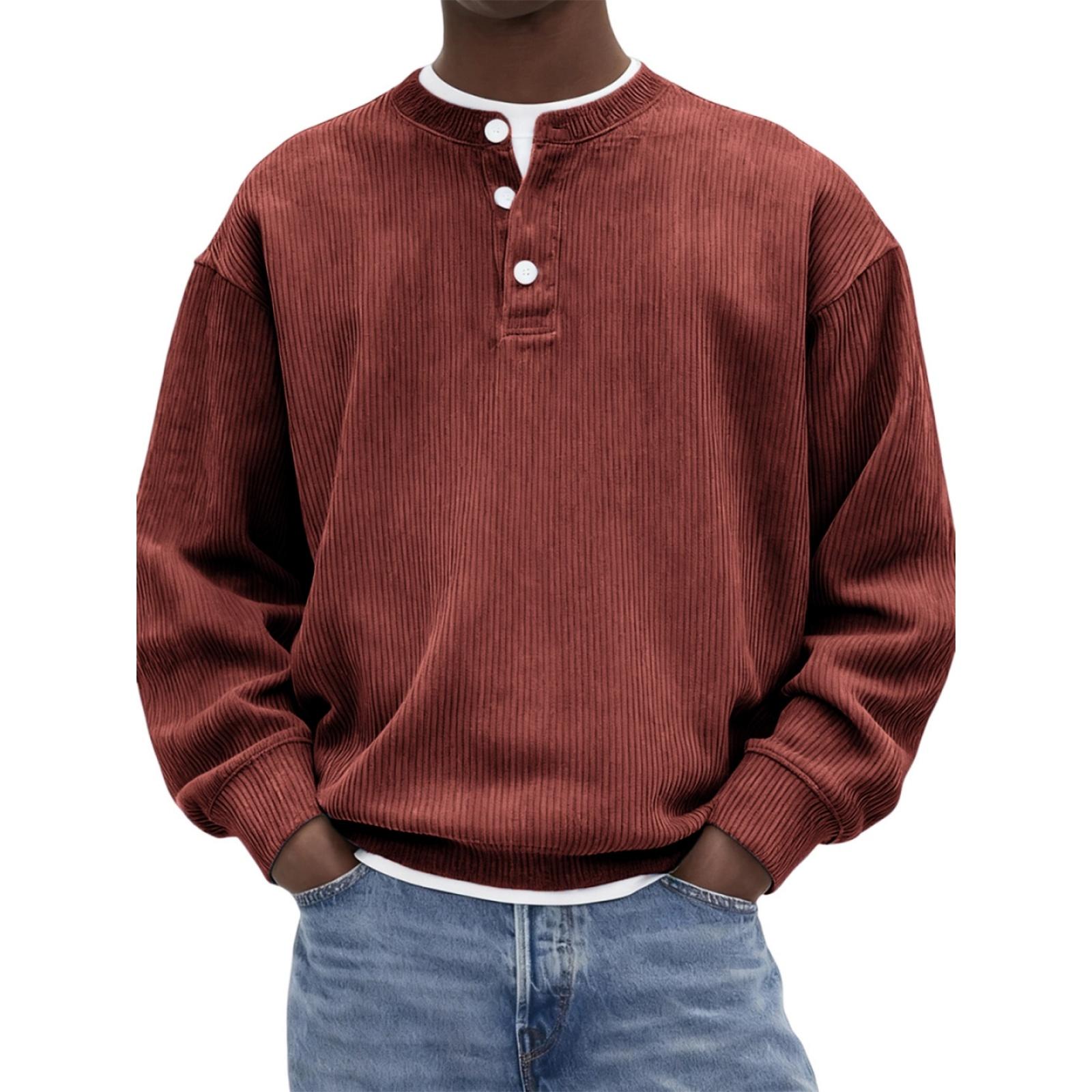 

Men s Casual -color Fashionable Corduroy Ribbed Round-neck Long-sleeved Pullover Hoodie XL червоний