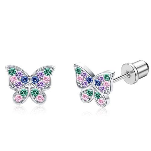 Bobisty Hypoallergenic Surgical Stainless Steel Earrings for Women Screw Back Earrings Cute Flower Butterfly Stud Hoop Earrings