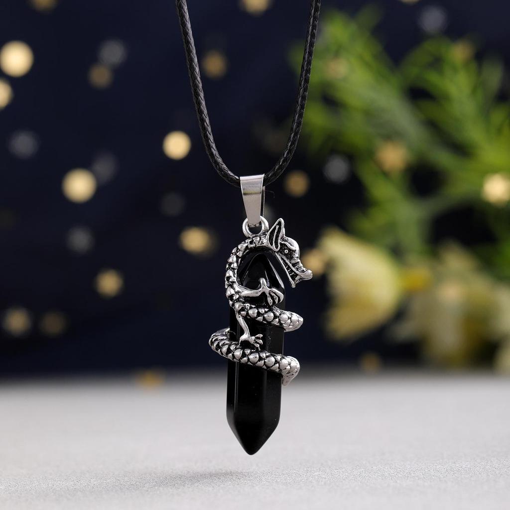 Chinese Crystal Dragon Hexagonal Pendant Fashion Accessory