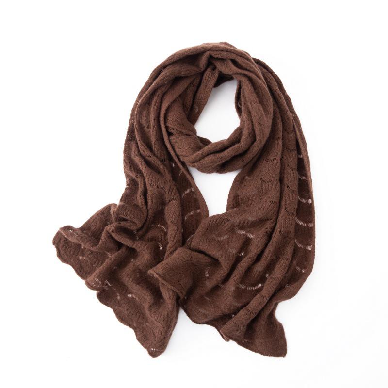 Women's Cashmere Hollow Crochet Knit Scarf - Warm & Versatile for Autumn/Winter