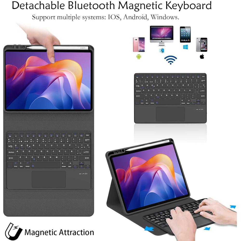 Tastaturhülle für Redmi Pad 2 11 Zoll Hülle, Tastaturabdeckung für Redmi Pad 2 11-Zoll-Tablet-Hülle mit Stifthalter
