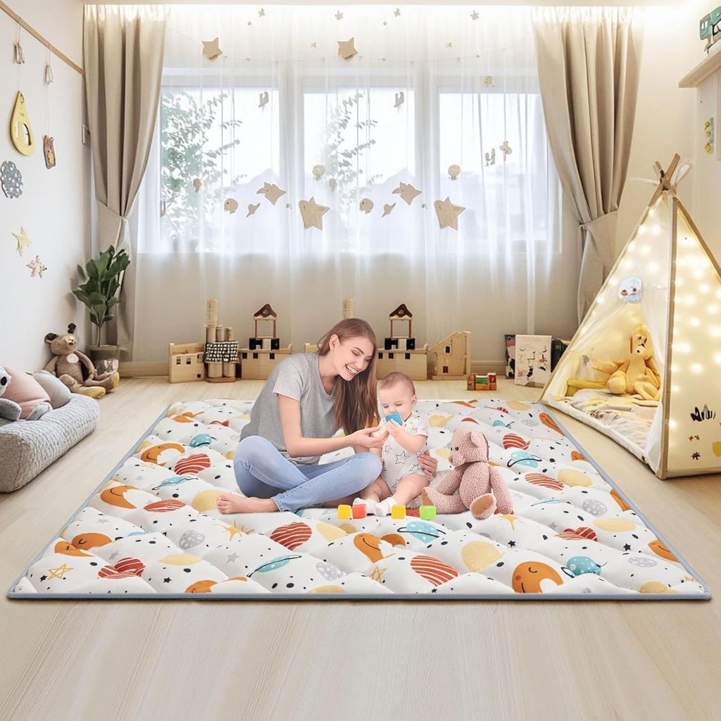 Baby Play Mat for Floor, 50x50 Inch Playmat for Playpen, Thicken Soft Padding Sponge Playmats for Babies and Toddlers Infants, Foldable and Machine