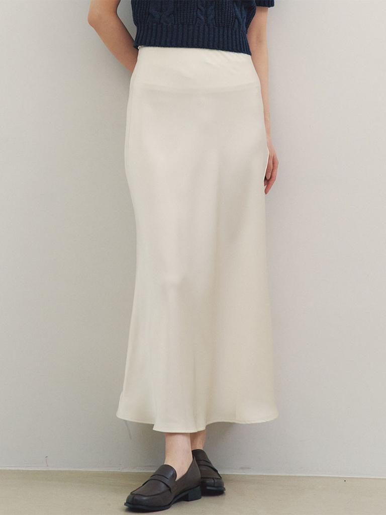 GNGB Satin Long Skirt_White