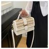 Woven flip straw bag niche women's shoulder messenger bag seaside resort wind hand-woven bag
