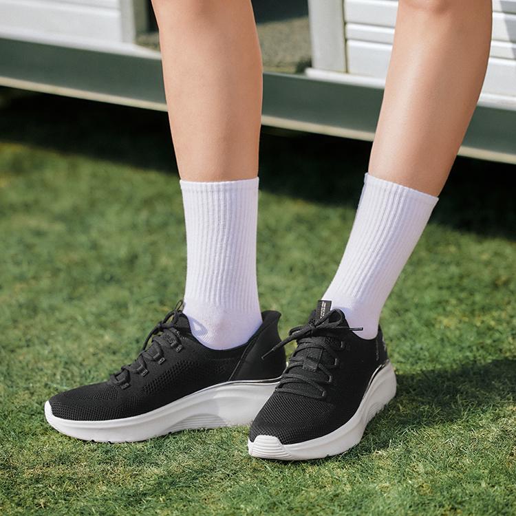 Skechers Bobs Sport Flash Step Shoes Comfortable Sports Lightweight Breathable Low Top Casual Shoes Women Sneaker Black 117617-BLK