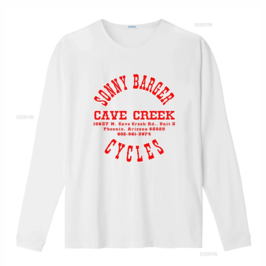 Sonny Barger Cycles Cave Creek Black Cotton T Shirt Funny Vintage Design For Men vintage Washed Stretched Slightly graphic
