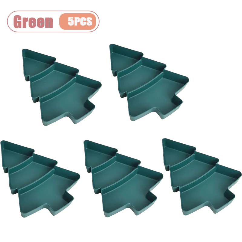 1-10PCS Plastic Divided Fruit Tray Christmas Tree Candy Dish Snack Plate Decorative Compartment Serving Tray for Living Room