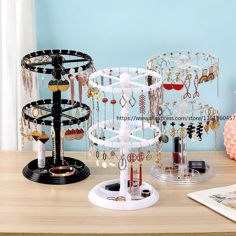 Detachable Rotating Jewelry Storage Box, Earring Display Stand, Bracelet Organizer, Necklace Rack, 360 Degree