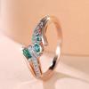 Elegant Silver Color Green White Zircon Rings for Women Luxury Rose Gold Color Fashion Ring Jewelry Accessories
