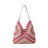 Retro contrasting color bag women's new imitation straw woven bag vacation beach bag casual armpit bag