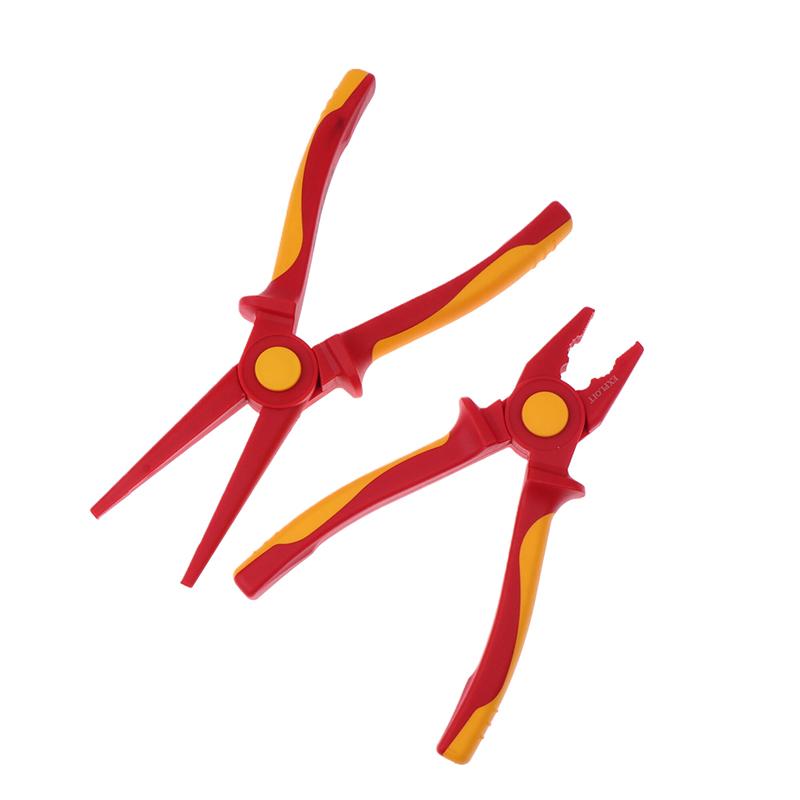 Solid Insulated Plastic Pliers 1000V High Voltage Resistant Non-Slip Handle Insulated Wire Pliers Needle-Nose Pliers