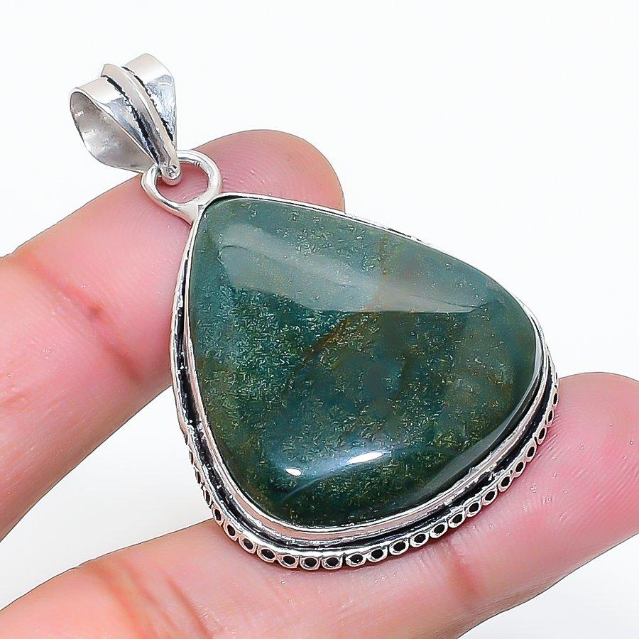 Natural Bloodstone Gemstone Handmade 925 Sterling Silver Pendant 1.81  AP-15552