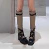 Calf High Square Head Ballet Flat Heel Long Boot Women'S Knight Boot Leather Version Over Knee Fashion Boot Rubber Sole