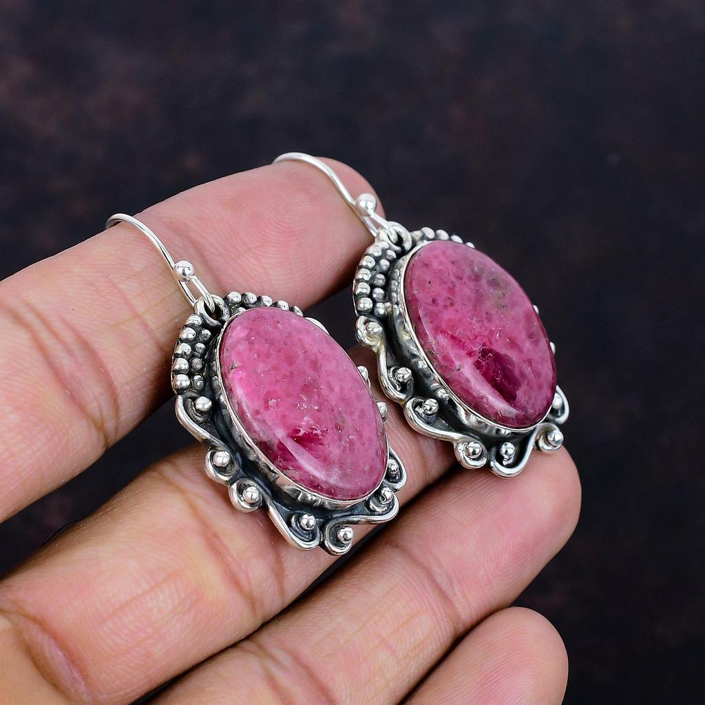 Rhodonite Gemstone Earring Decent Jewelry Handmade Brand New Earrings 925 Sterling Silver Earring Beautiful Rhodonite Jewelry Wedding Gifts